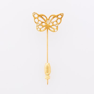 Lot 1008 - Tiffany & Co., Angela Cummings Gold and Diamond Butterfly Stickpin