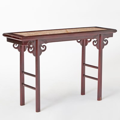 Lot 108 - A Chinese Marble-Inset Hardwood Table