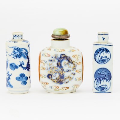 Lot 505 - Three Chinese Porcelain Snuff Bottles