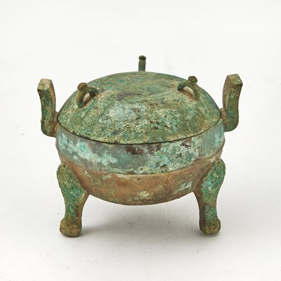 Lot 48 - A Chinese Bronze Tripod Censer and Cover