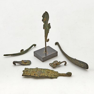 Lot 57 - Six Chinese Bronze Belt Hooks