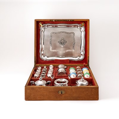 Lot 168 - Cased French Silver and Porcelain Coffee Service for the Turkish Market