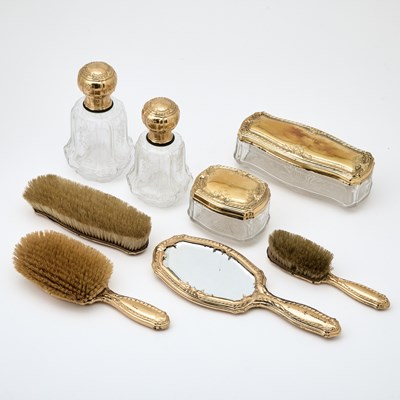 Lot 169 - French Silver Gilt and Etched Glass Dresser Service