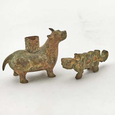 Lot 46 - Two Chinese Bronze Mythical Beasts