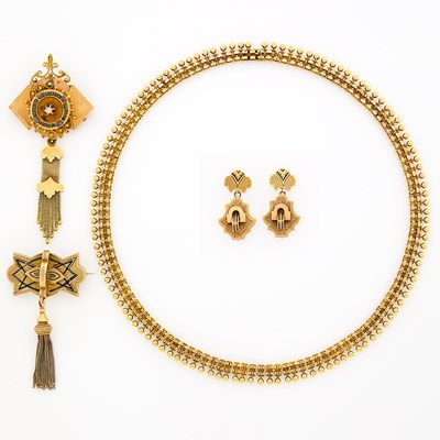 Lot 1293 - Group of Antique Gold, Gold-Filled, Seed Pearl and Enamel Jewelry