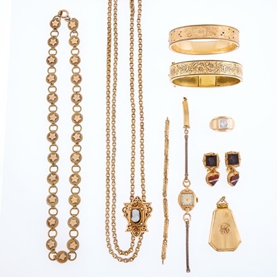 Lot 1294 - Group of Antique and Period Gilt-Metal Jewelry and Fragments