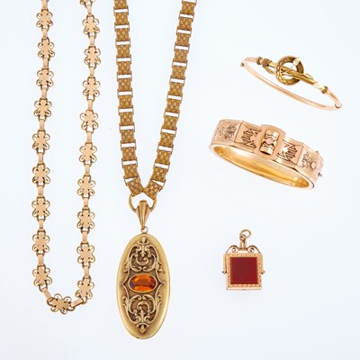 Lot 1295 - Group of Antique Gilt-Metal Jewelry