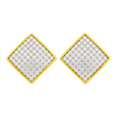 Lot 93 - Pair of Gold, Platinum and Diamond Earrings