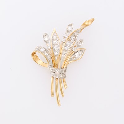 Lot 1144 - Two-Color Gold and Diamond Spray Brooch
