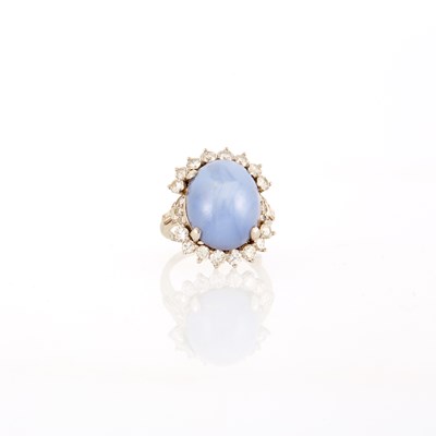 Lot 1231 - Platinum, Gray Star Sapphire and Diamond Ring