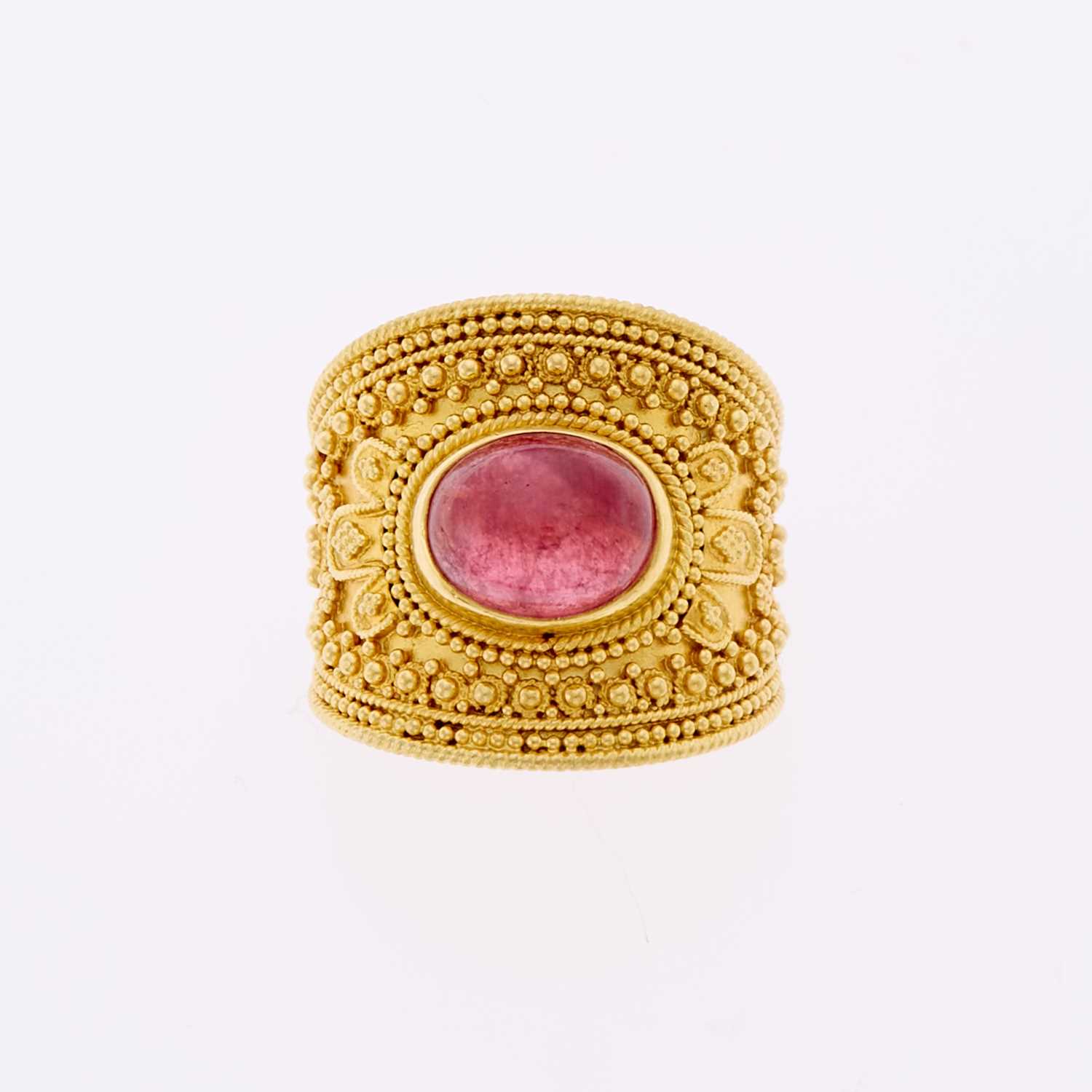 Lot 3009 - Ilias Lalaounis Gold and Cabochon Ruby Ring