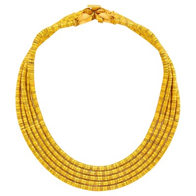 Lot 10 - Ilias Lalaounis Five Strand Gold 'Helen of Troy' Necklace