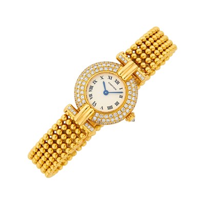 Lot 81 - Cartier Gold and Diamond 'Colisée' Wristwatch