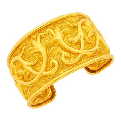 Lot 19 - Ilias Lalaounis Gold 'Arabesque' Cuff Bangle Bracelet