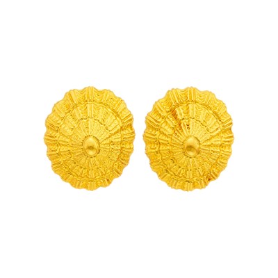 Lot 12 - Ilias Lalaounis Pair of Gold 'Helen of Troy' Shell Earclips
