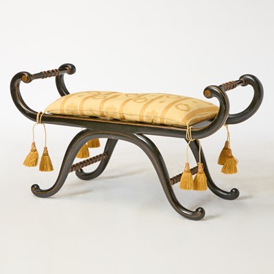 Lot 548 - Regency Style Parcel-Gilt and Ebonized Window Seat