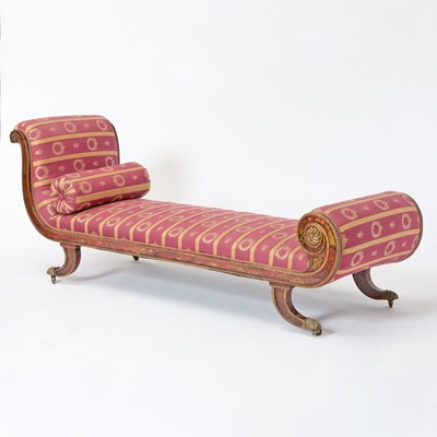 Lot 518 - Regency Parcel Gilt Red Painted Recamier