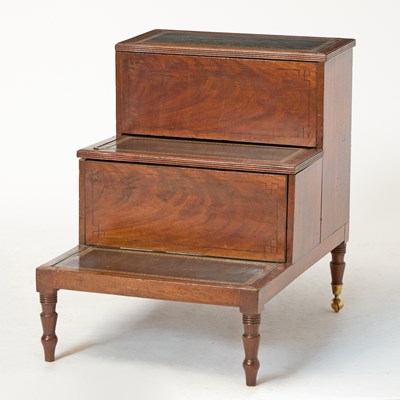 Lot 508 - Regency Gilt-Tooled Brown Leather Lined Mahogany Bedsteps