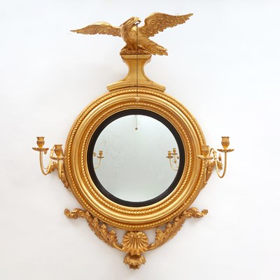 Lot 509 - William IV Giltwood Convex Mirror