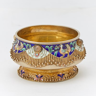 Lot 198 - Russian Silver-Gilt and Cloisonné Enamel Footed Bowl