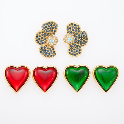 Lot 1307 - Yves Saint Laurent Three Pairs of Costume Earclips