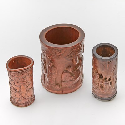Lot 102 - A Group of Three Chinese Brush Pots