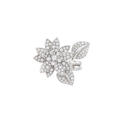 Lot 47 - Van Cleef & Arpels White Gold and Diamond 'Lotus Between the Finger' Ring, France