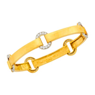 Lot 87 - David Webb Gold, Platinum and Diamond Bangle Bracelet