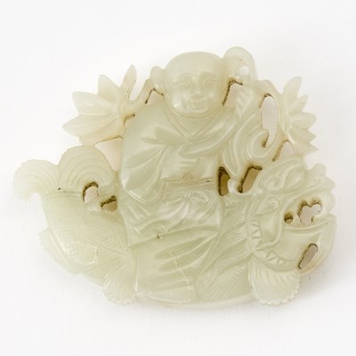Lot 525 - A Chinese White Jade Openwork Pendant