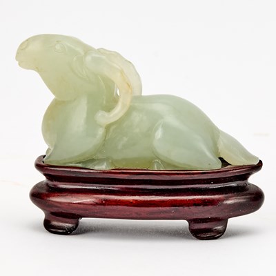 Lot 507 - A Chinese Celadon Jade Carving of a Ram
