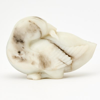 Lot 32 - A Large Chinese Jade Figural Carving of a Mandarin Duck