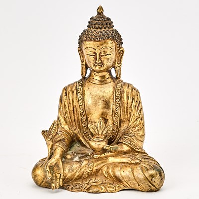 Lot 580 - A Chinese Parcel Gilt Bronze Figure of Buddha