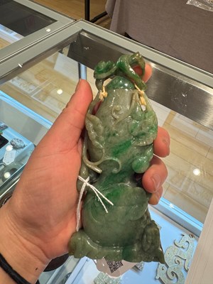 Lot 548 - A Chinese Jadeite Vase and Cover