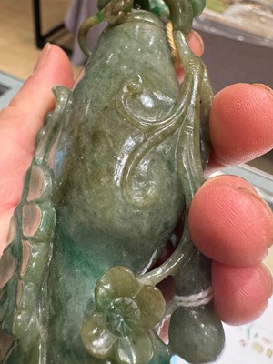 Lot 548 - A Chinese Jadeite Vase and Cover