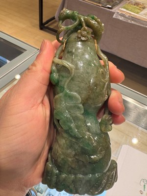 Lot 548 - A Chinese Jadeite Vase and Cover