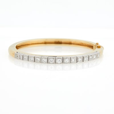 Lot 3145 - Gold, Platinum and Diamond Bangle Bracelet
