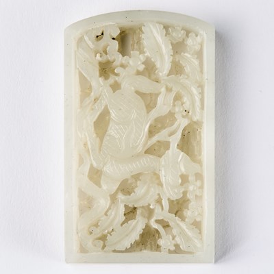 Lot 517 - A Chinese White Jade Plaque
