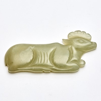 Lot 19 - A Chinese Celadon Jade Figural Carving