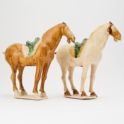 Lot 170 - A Pair of Chinese Sancai Glazed Pottery Horses