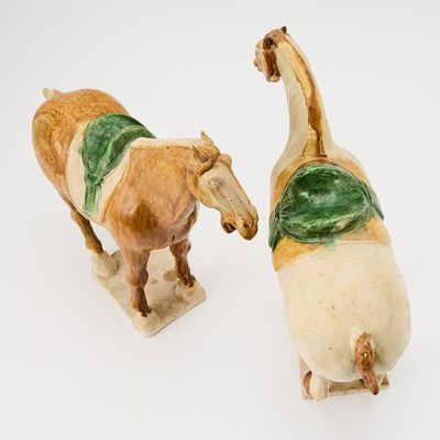 Lot 170 - A Pair of Chinese Sancai Glazed Pottery Horses