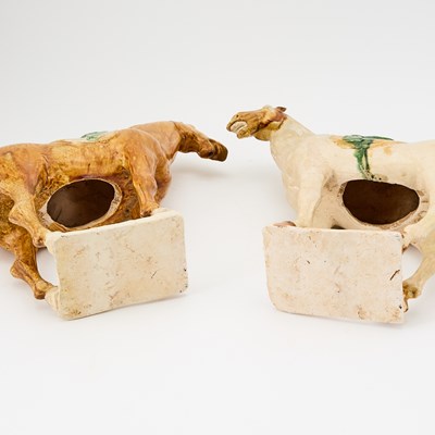 Lot 170 - A Pair of Chinese Sancai Glazed Pottery Horses