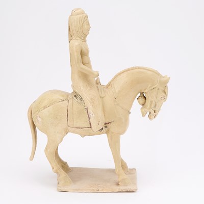 Lot 166 - A Chinese Straw Glazed Pottery Equestrian Figure