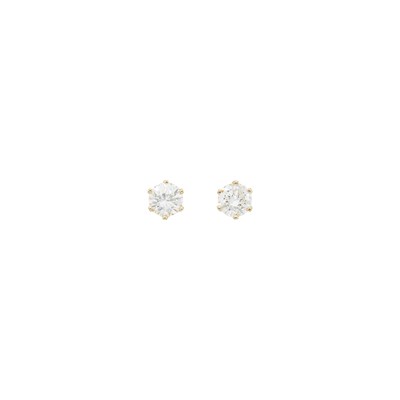 Lot 1080 - Pair of Gold and Diamond Stud Earrings