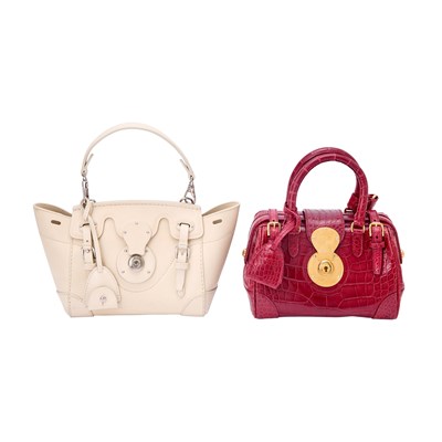 Lot 1152 - Two Ralph Lauren Red Alligator and Cream Leather 'Ricky' Mini Bags