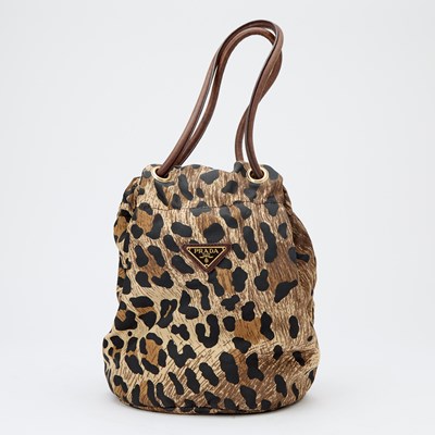 Lot 1150 - Prada Nylon Leopard Print Bucket Bag