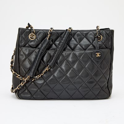 Lot 1161 - Chanel Black Lambskin Leather Tote