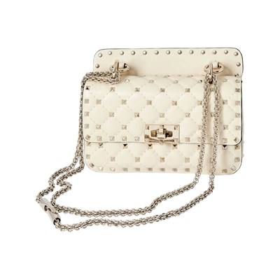 Lot 1154 - Valentino Cream Leather 'Rockstud' Flap Bag