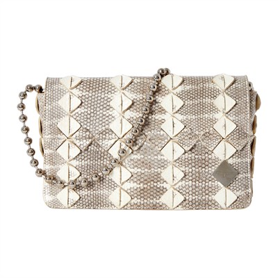 Lot 1151 - Salvatore Ferragamo Snake Skin Flap Bag