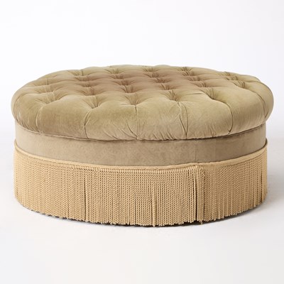 Lot 167 - Upholstered Tufted and Fringed Ottoman