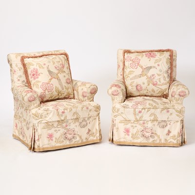 Lot 302 - Pair Upholstered Club Chairs